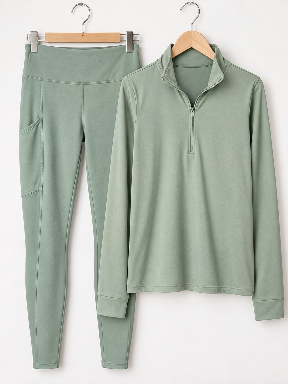 GAP FIT - Light Sage Green 2 pc Outfit - Half Zip Shirt XL & Matching Leggings L
